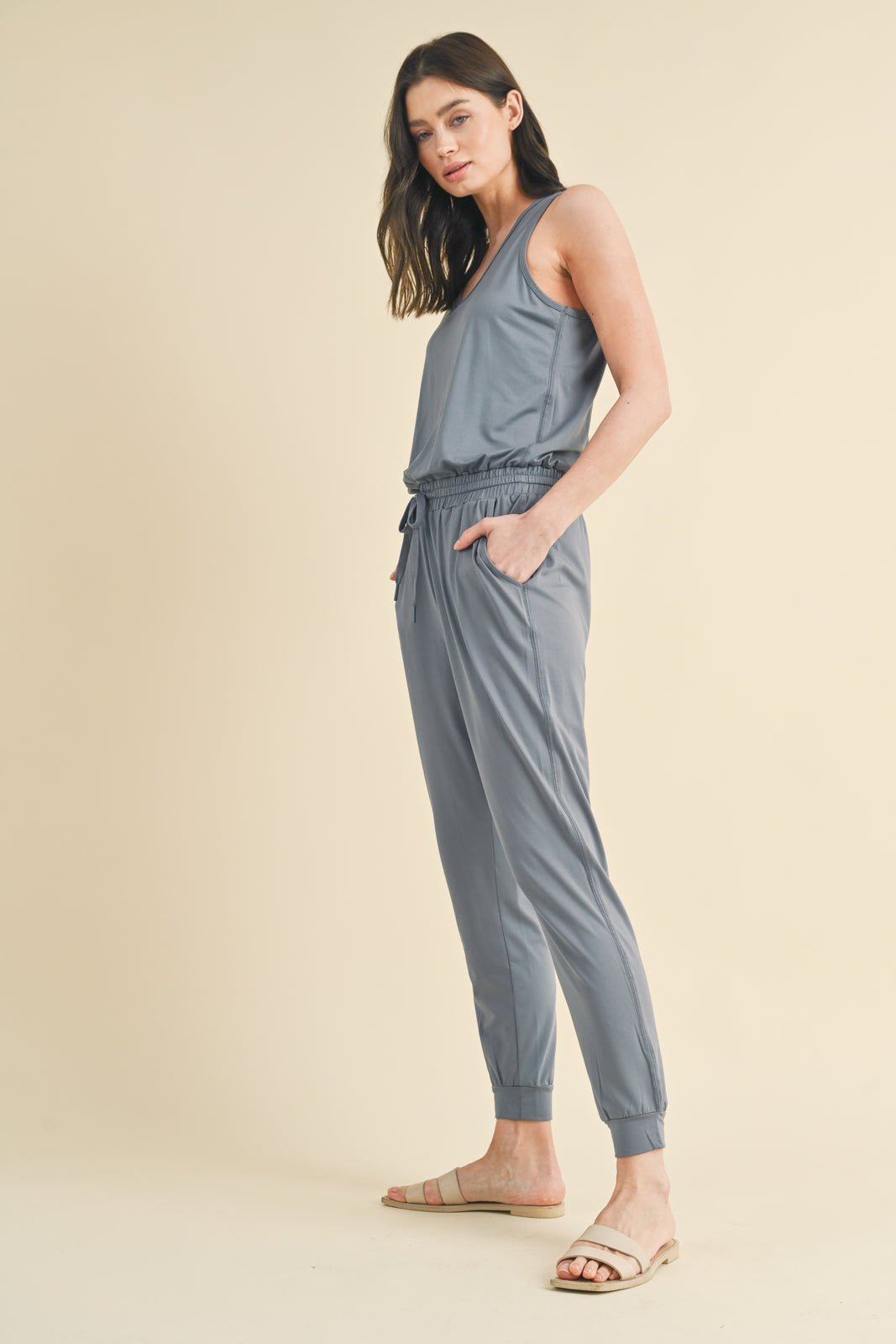V-neck Jogger Style Jumpsuit