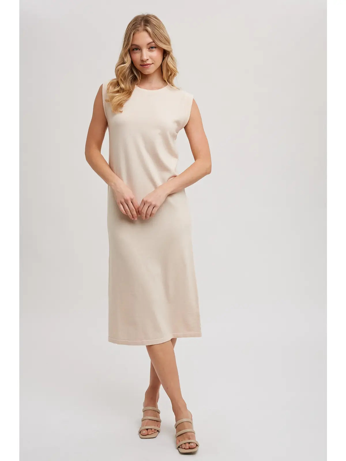 Sleeveless knit Midi dress in Shell