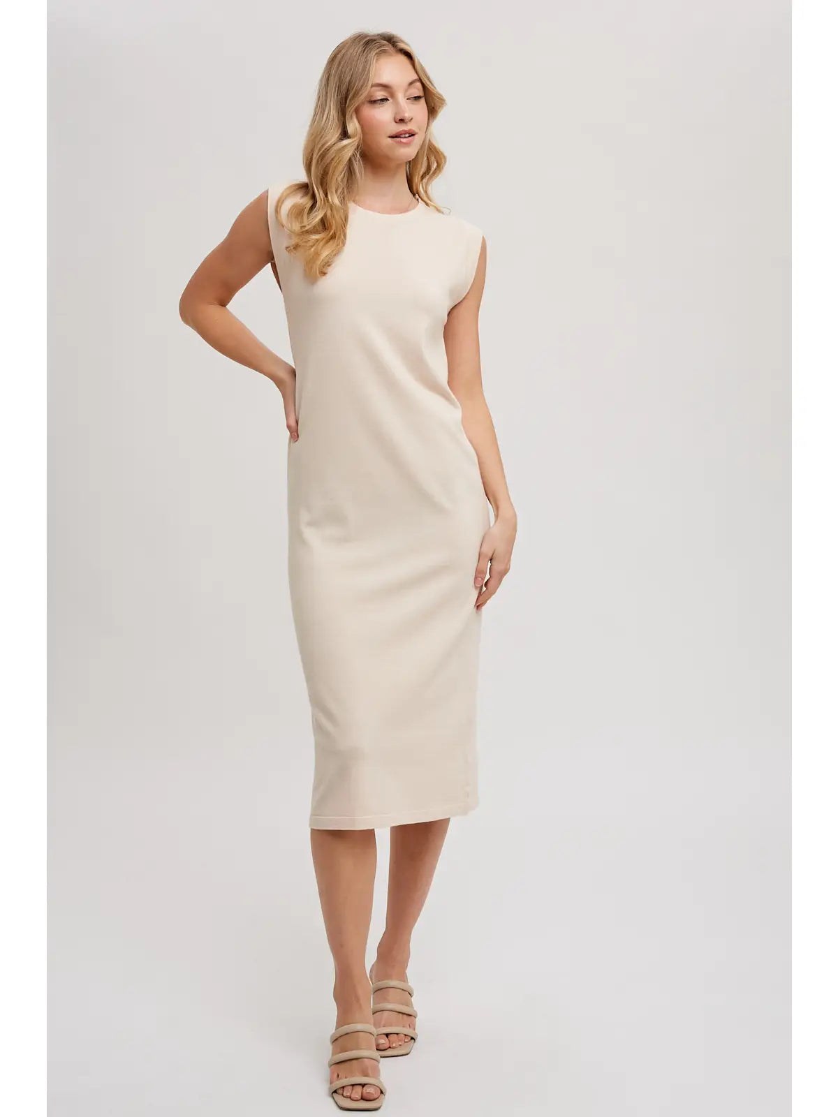Sleeveless knit Midi dress in Shell