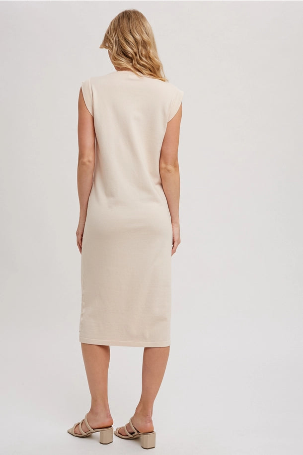 Sleeveless knit Midi dress in Shell