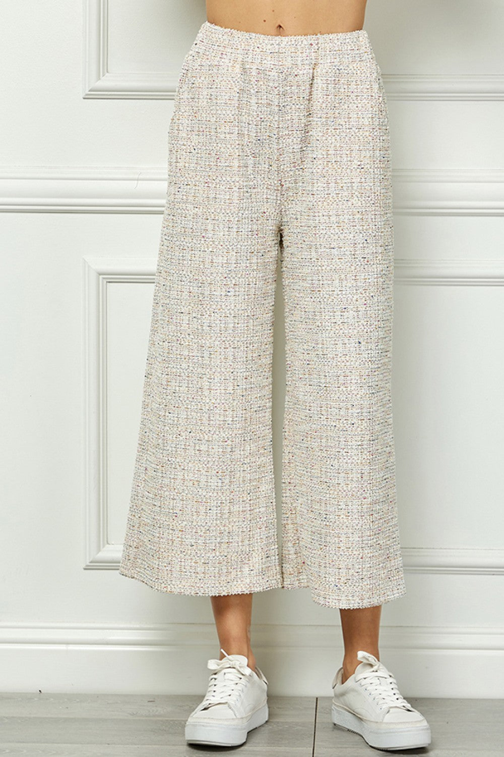 Boucle Textured Pants in Tan