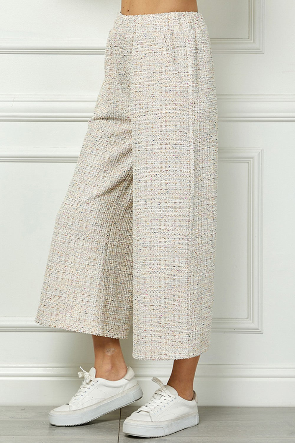 Boucle Textured Pants in Tan