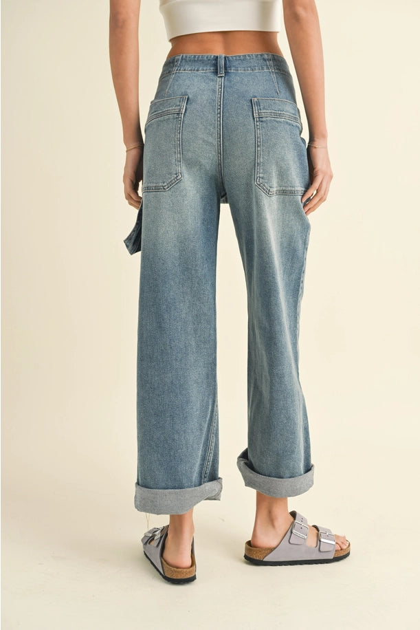Stretch Demin Boyfriend Cuffed Jeans