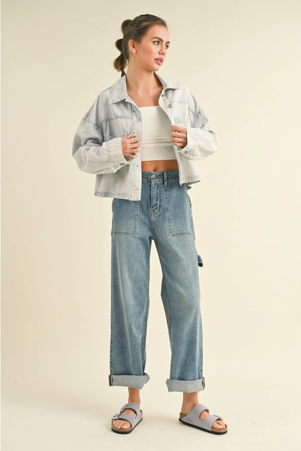 Stretch Demin Boyfriend Cuffed Jeans