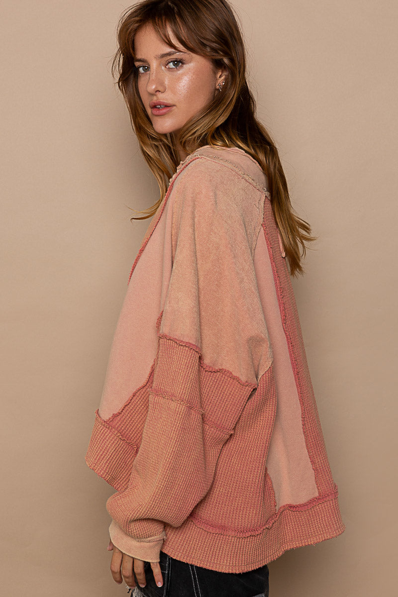Mixed Textured top in Multi Brick