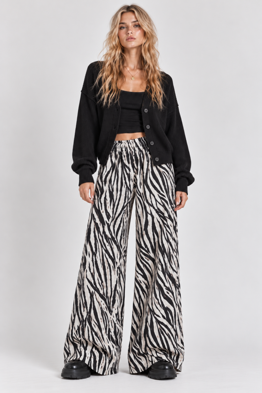 Wide Leg Zebra Pants