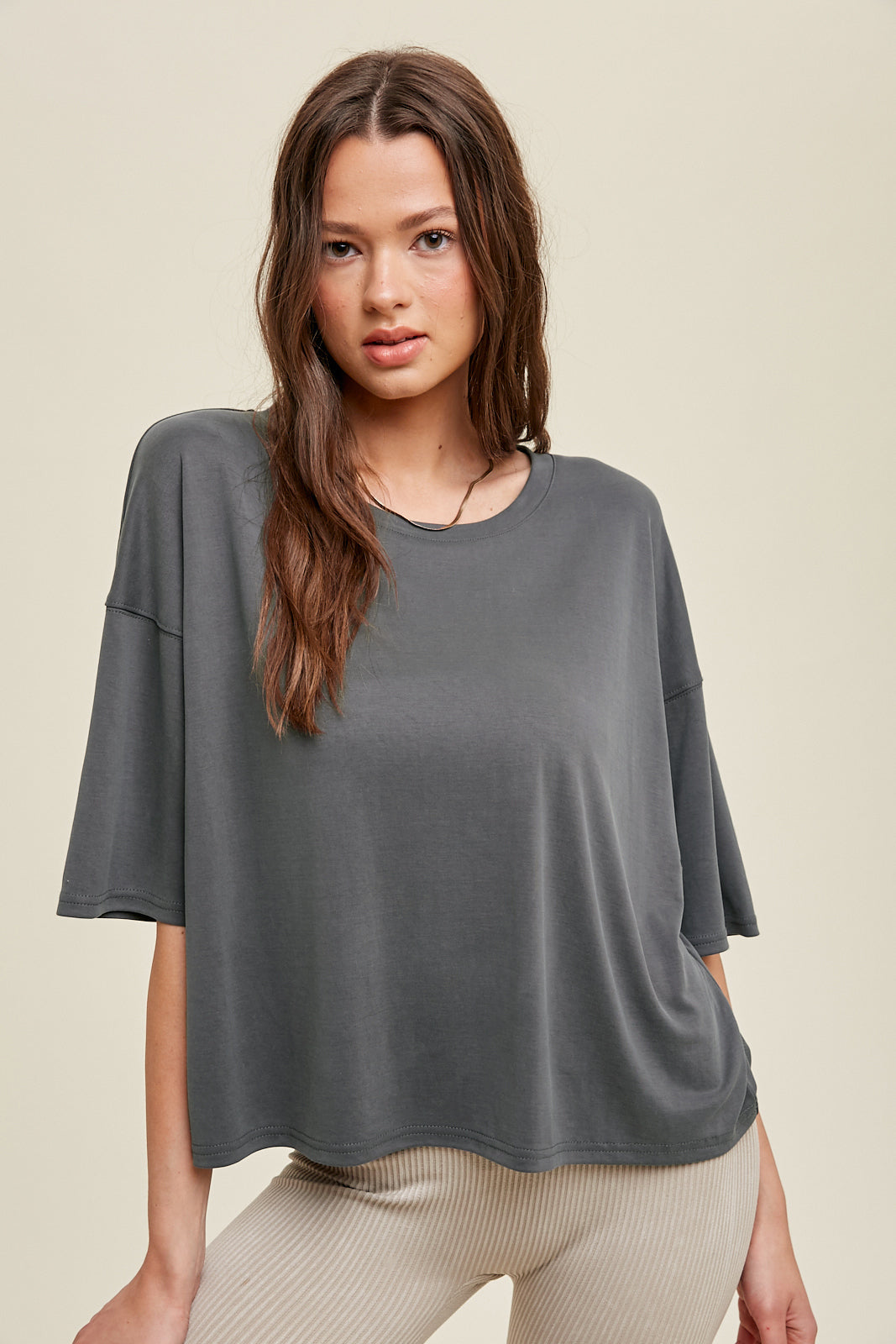 Modal Crop Top in Charcoal