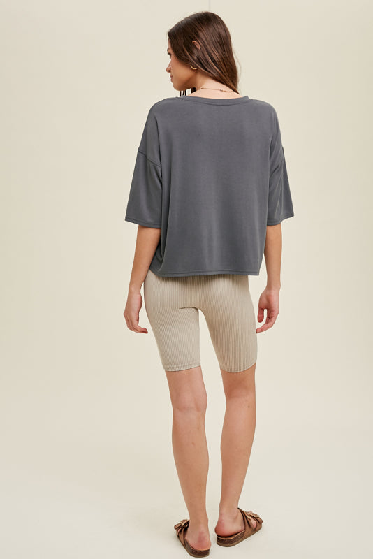 Modal Crop Top in Charcoal