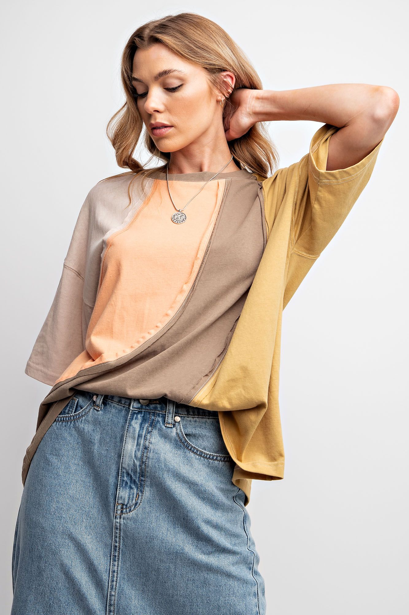 Colorblock Top in Mocha