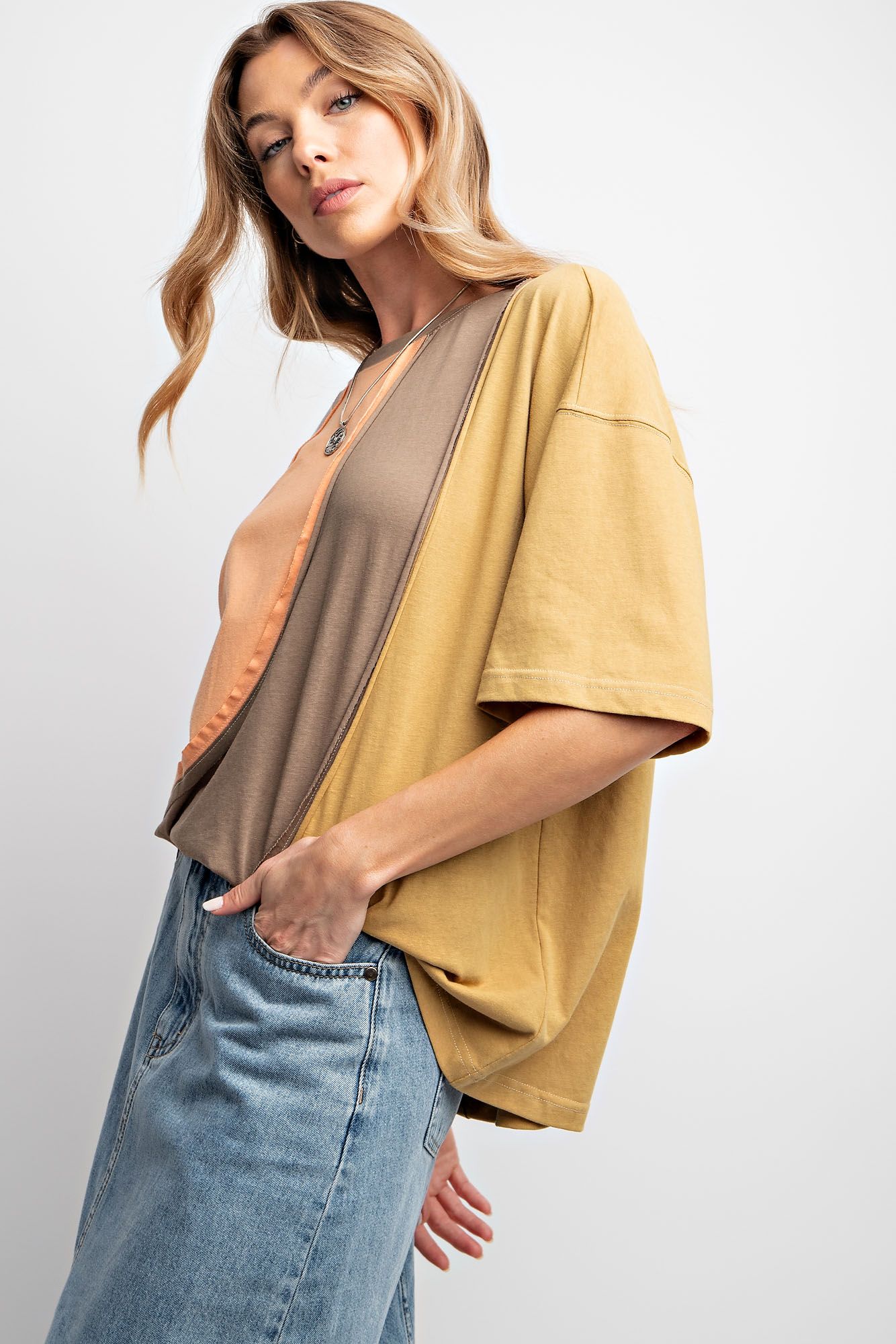Colorblock Top in Mocha