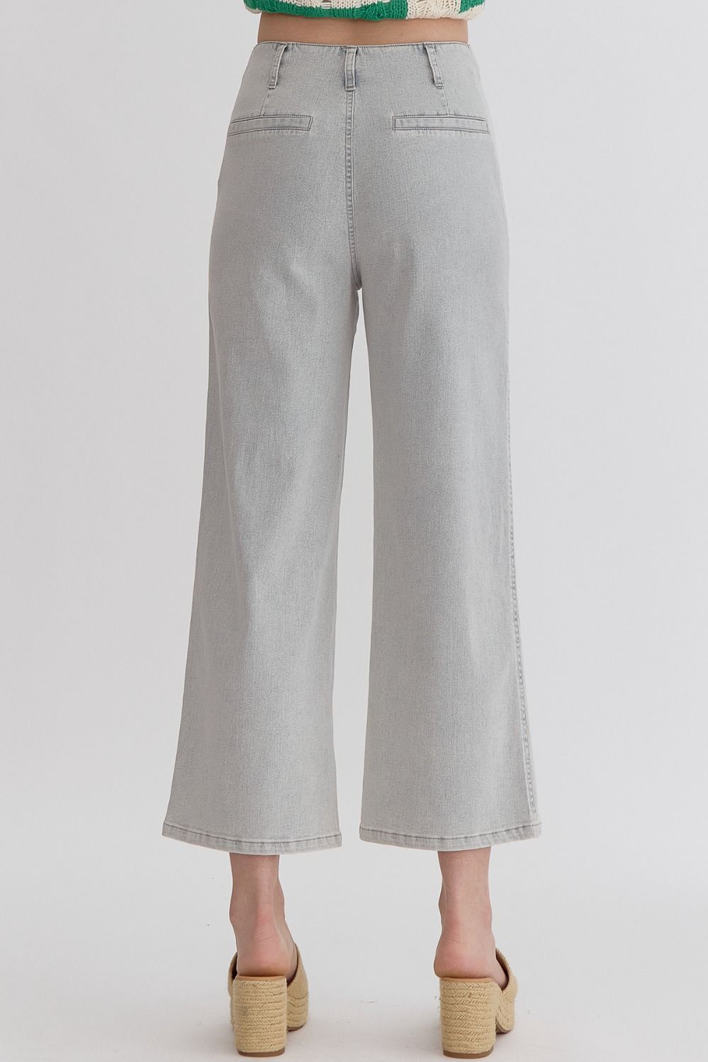 High Waisted Wide Leg Pants in Cool Grey