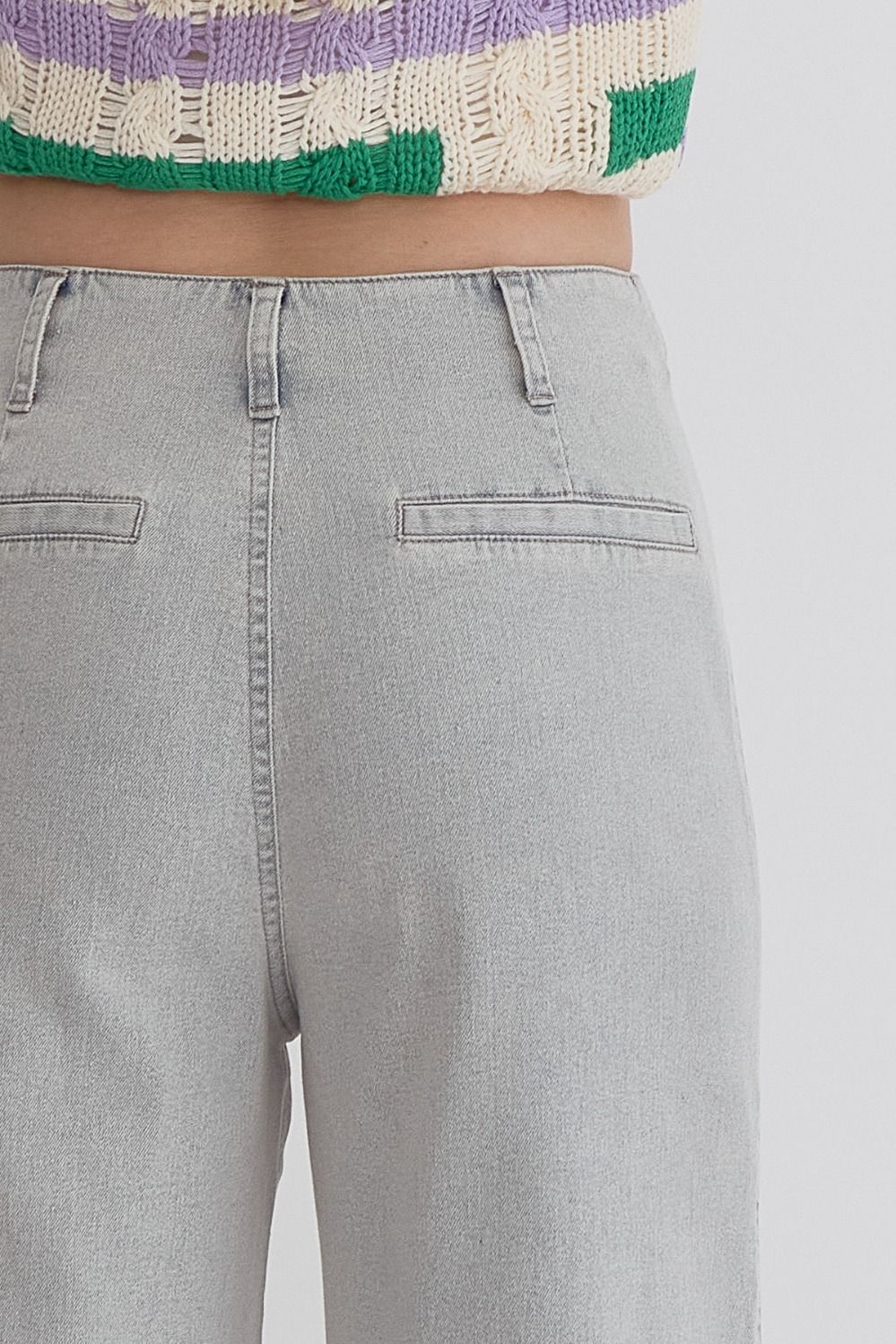 High Waisted Wide Leg Pants in Cool Grey