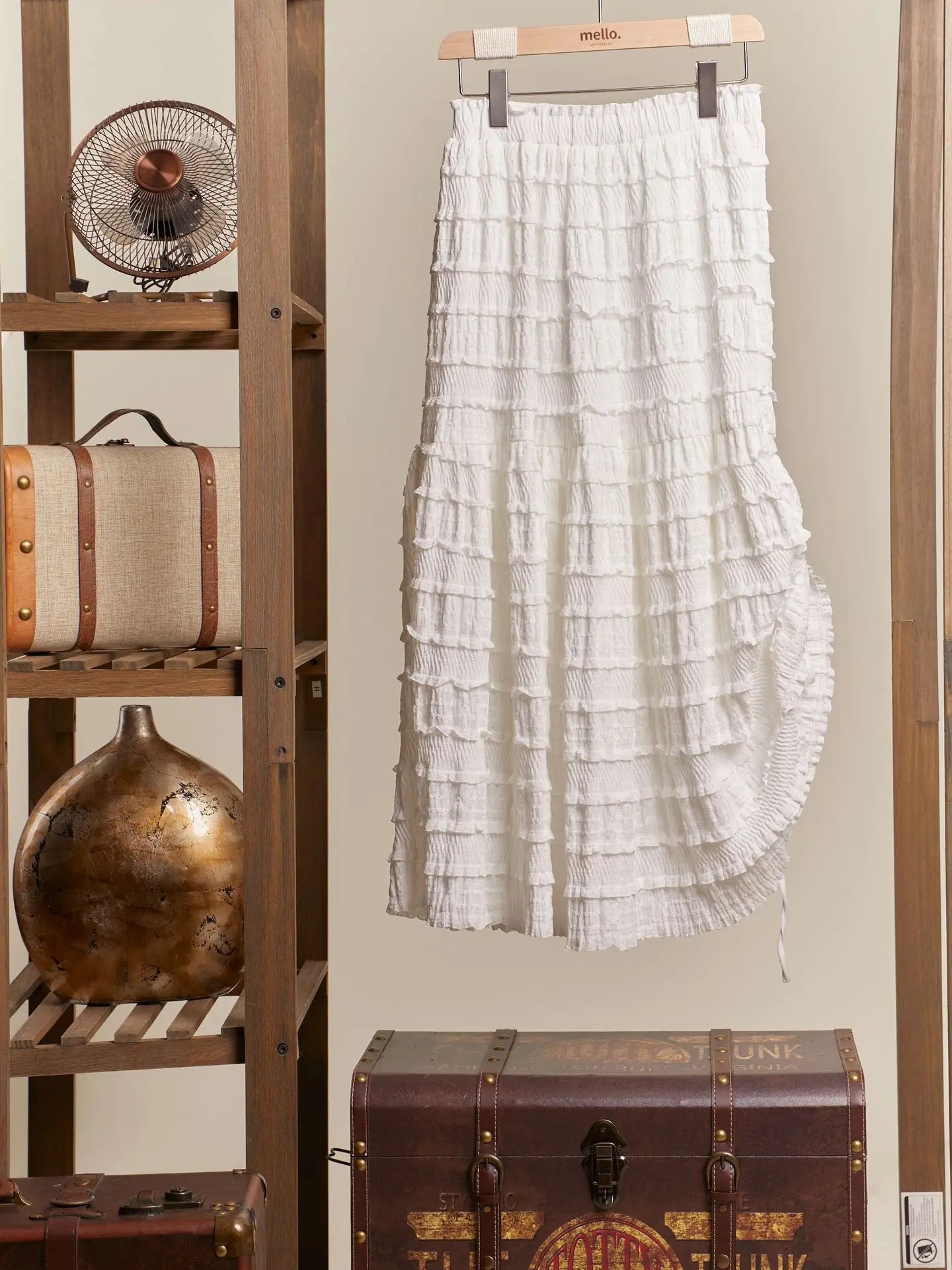 Maxi Ruffle Skirt in White