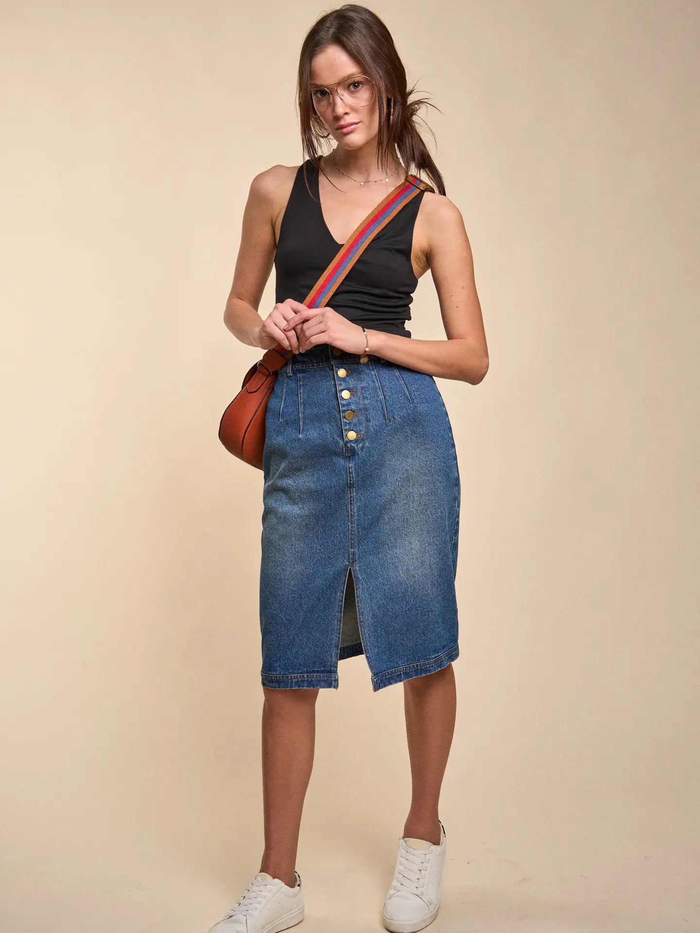 Button Down Denim Skirt