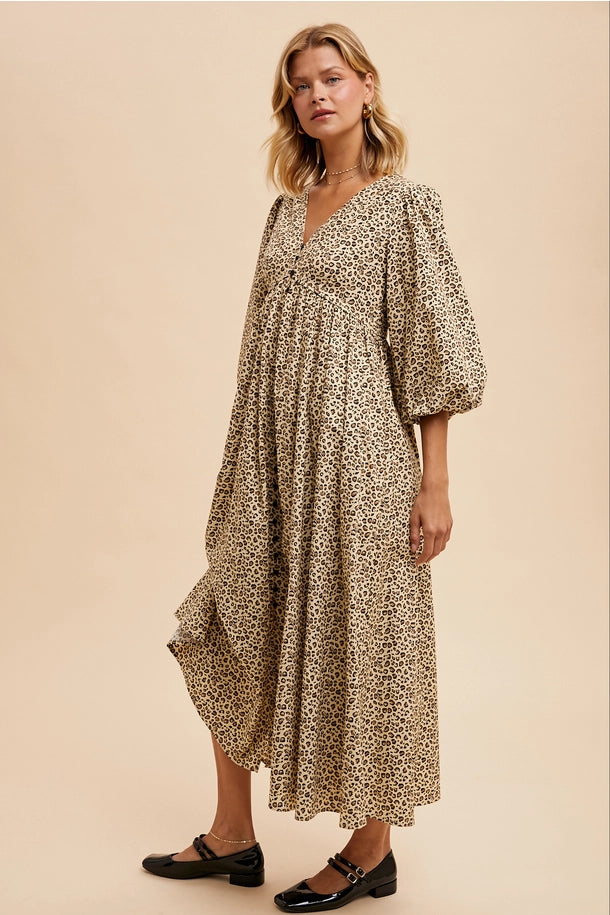 Leopard Button Down Maxi Dress