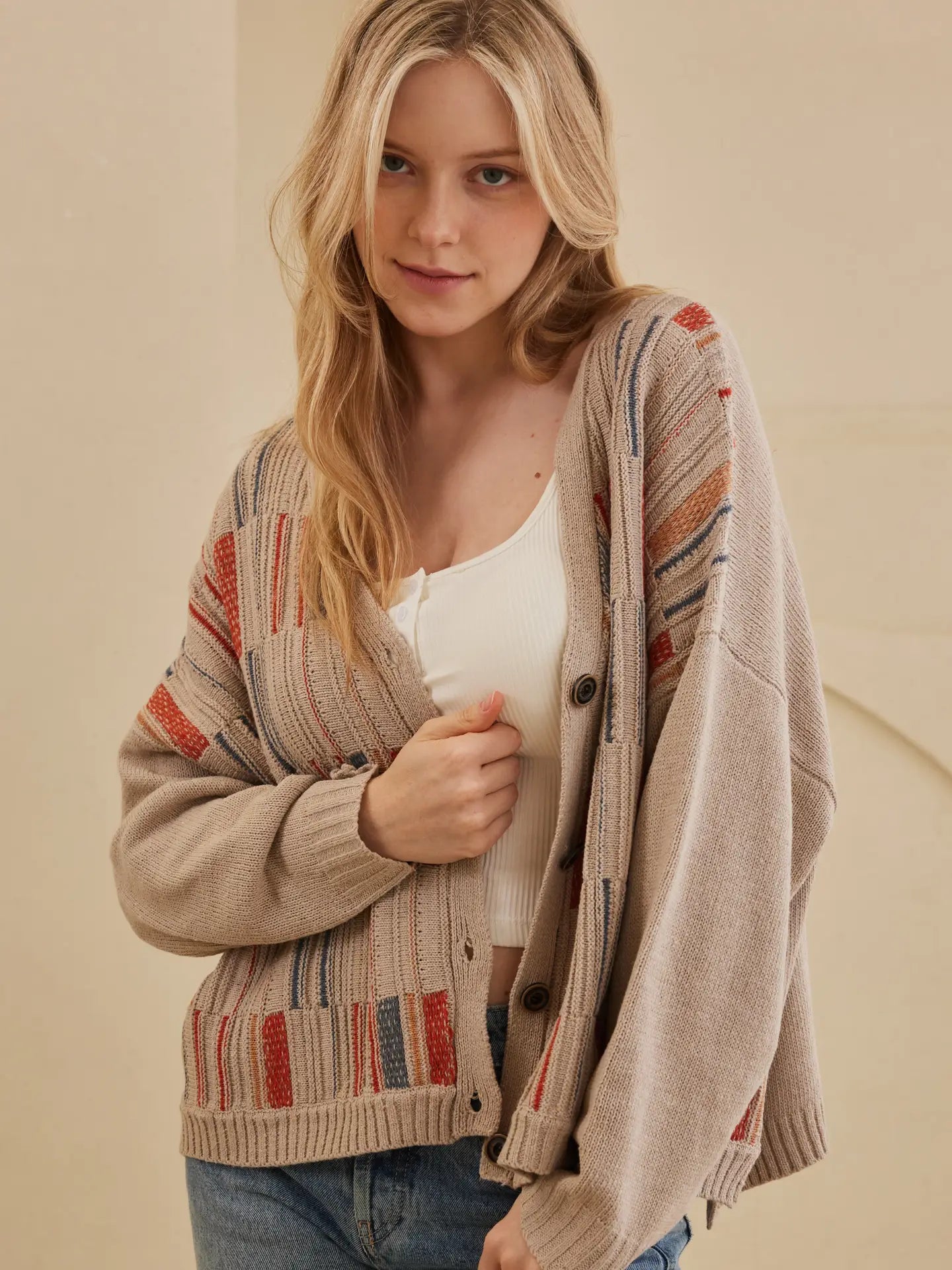 Multi Stripe Detailed Cardigan