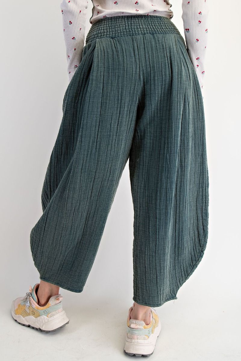 Cotton Gauze Tulip Pants in Pacific Green