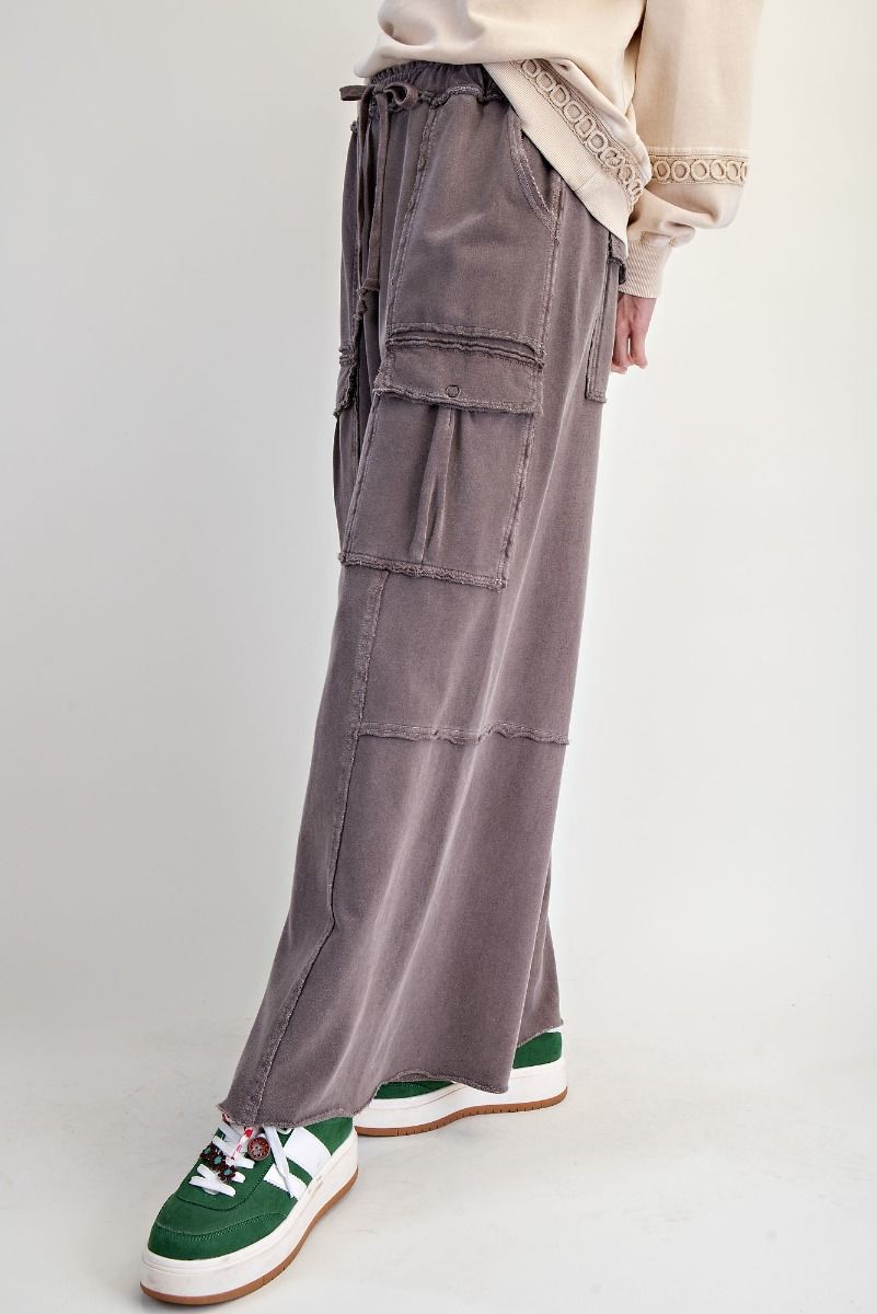 Washed Terry Cargo Pants in Espresso