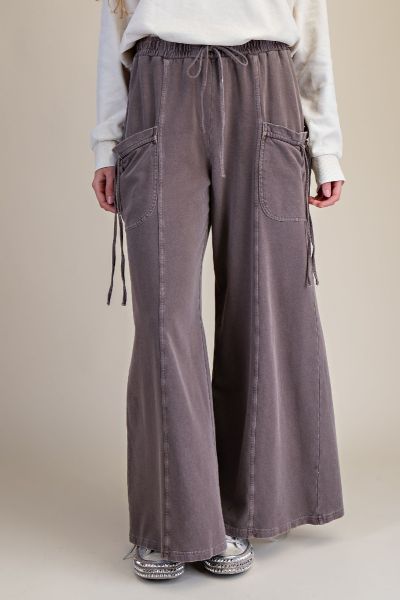 Washed Terry Knit Pants in Espresso