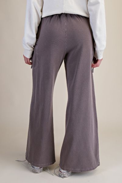 Washed Terry Knit Pants in Espresso