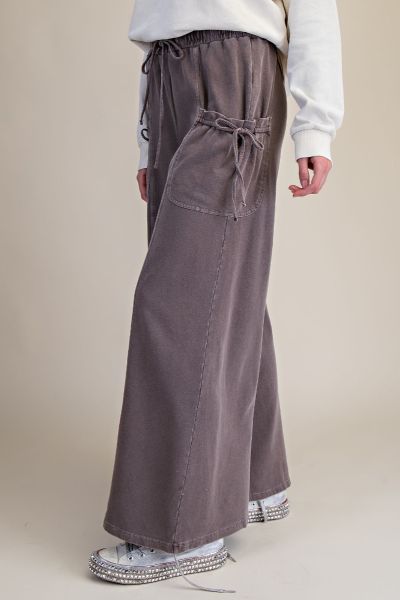 Washed Terry Knit Pants in Espresso