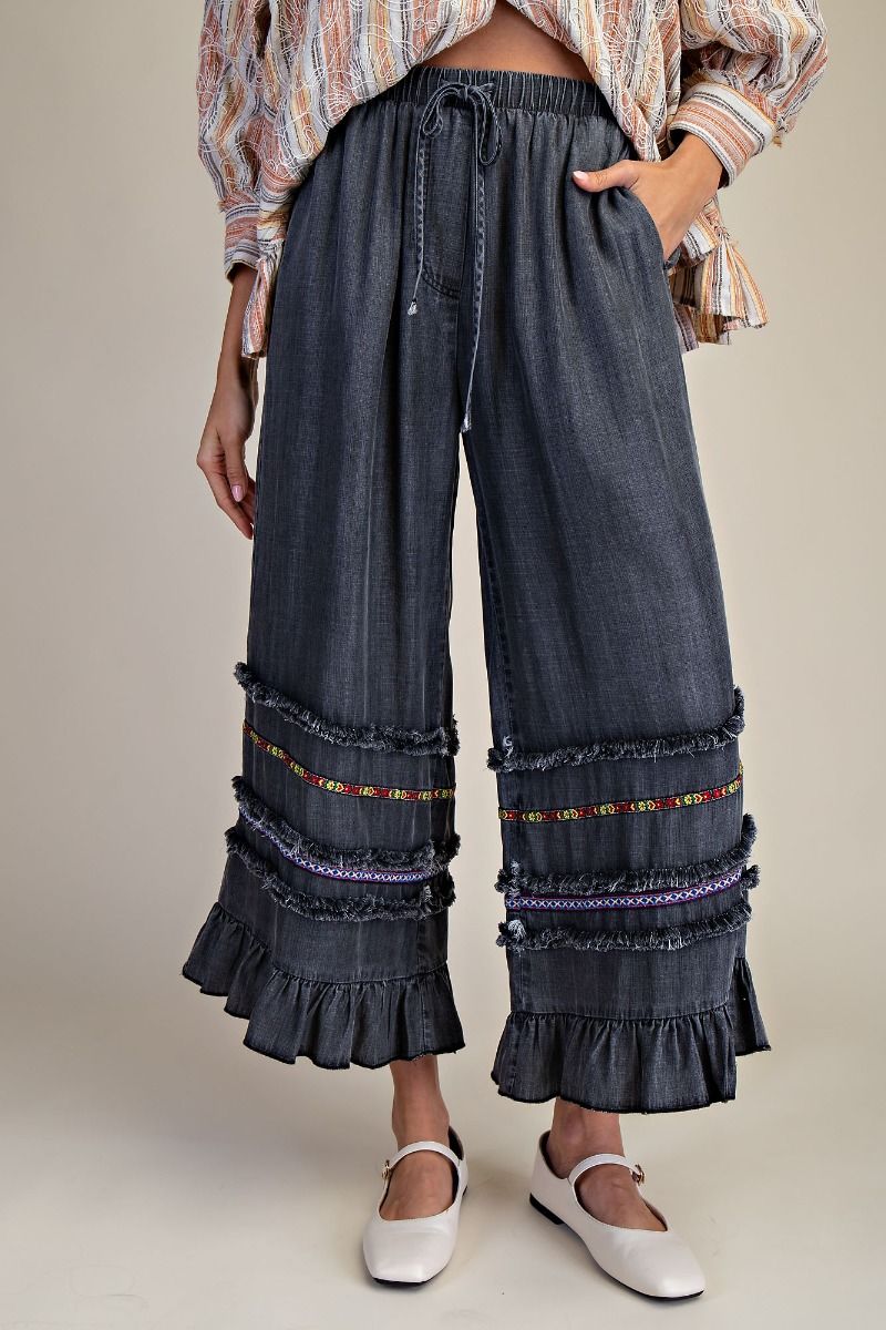 Ruffled Bottom Chambray Pants