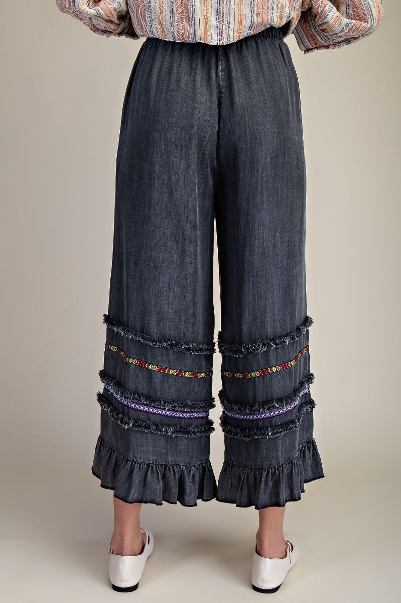 Ruffled Bottom Chambray Pants