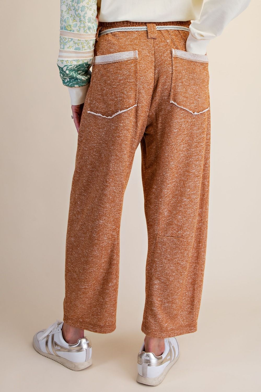 Washed Terry Knit Joggers in Camel