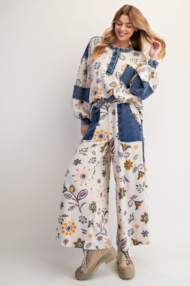Floral Mineral Washed Pants