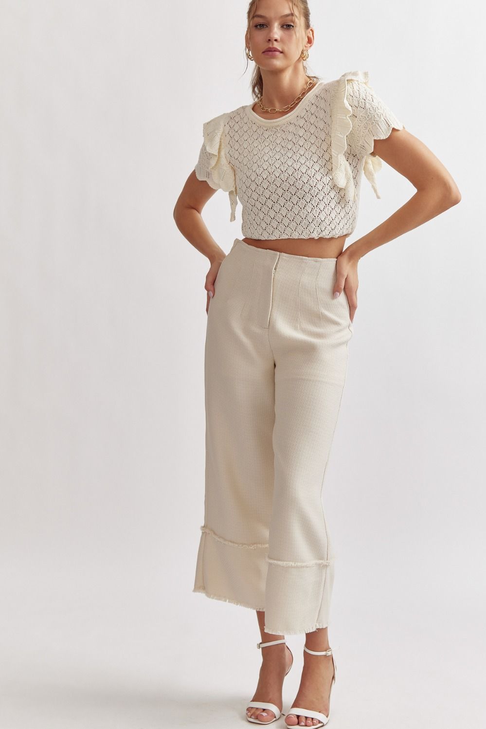 Wide leg pants in Ecru
