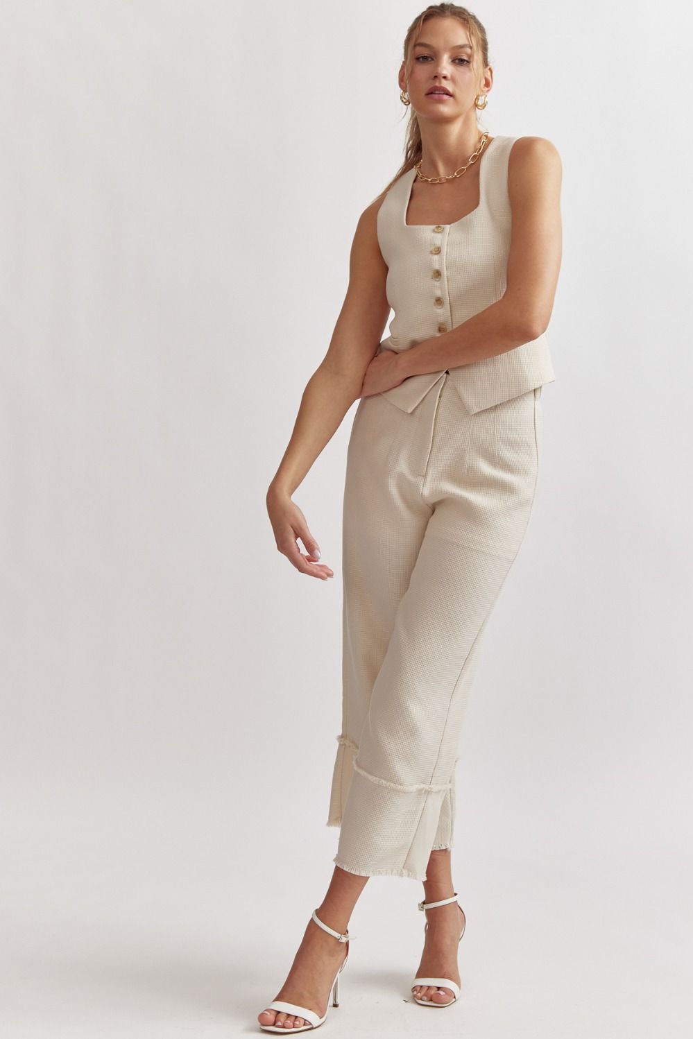 Wide leg pants in Ecru