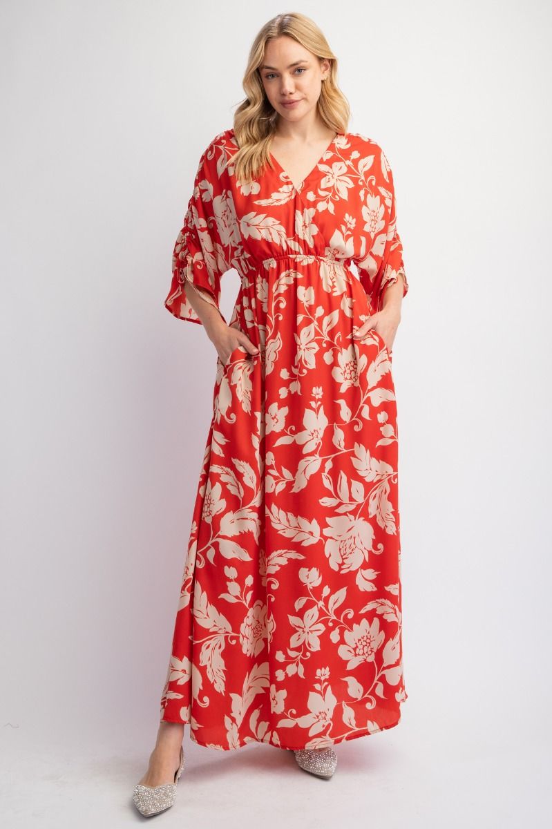 Printed Satin Maxi Dress