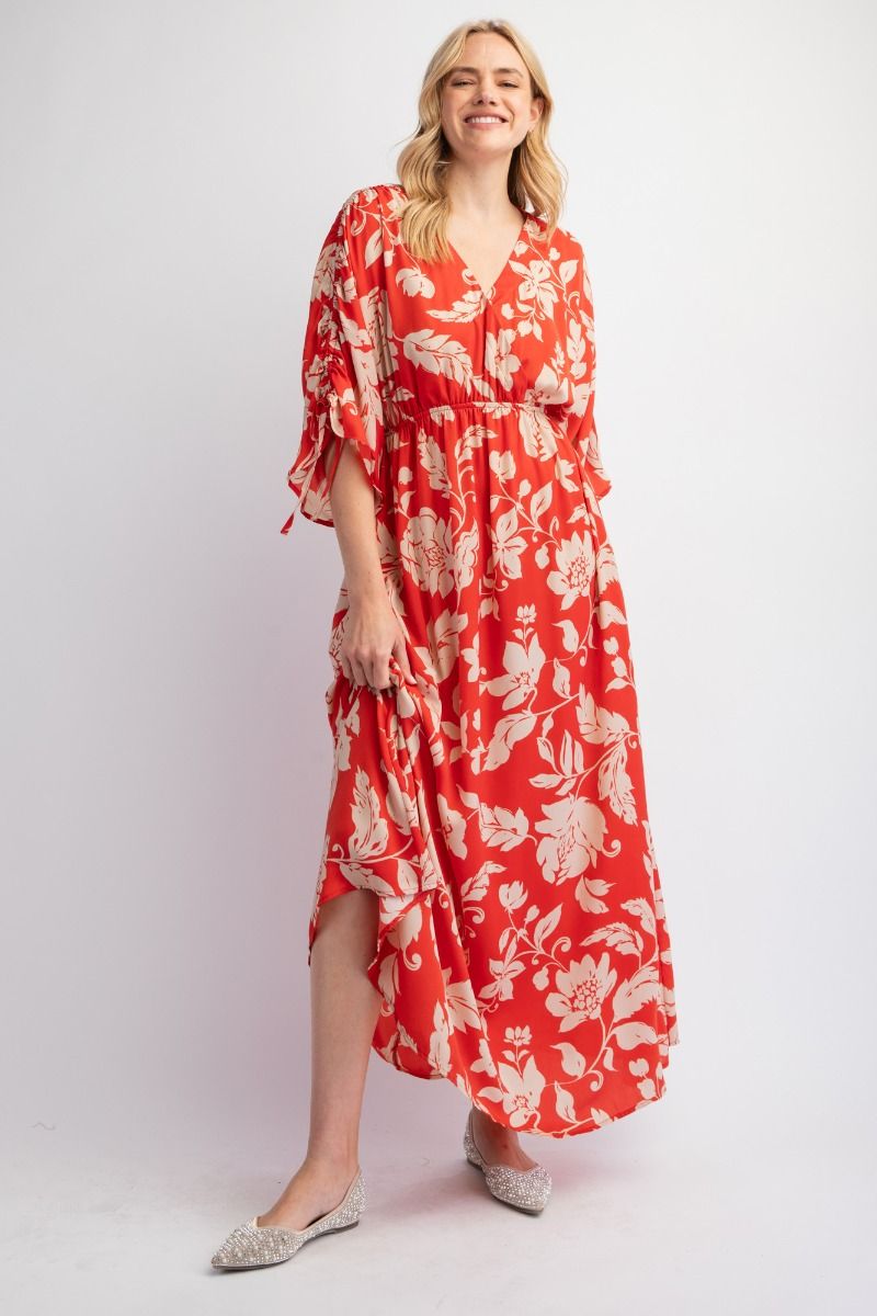 Printed Satin Maxi Dress