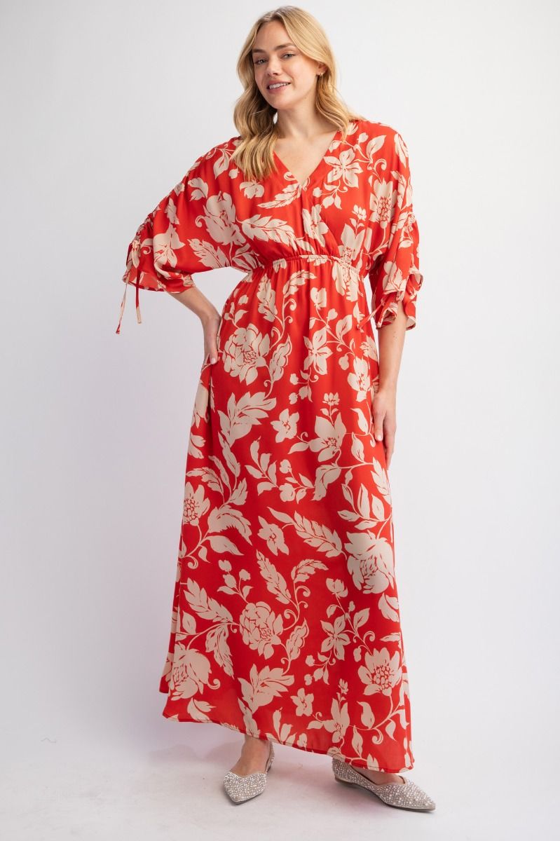 Printed Satin Maxi Dress