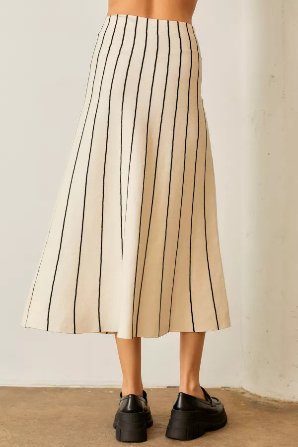 Vertical Stripe Sweater Skirt