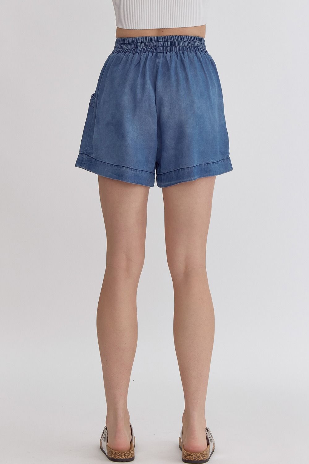 High Waisted Tencel Shorts in Denim