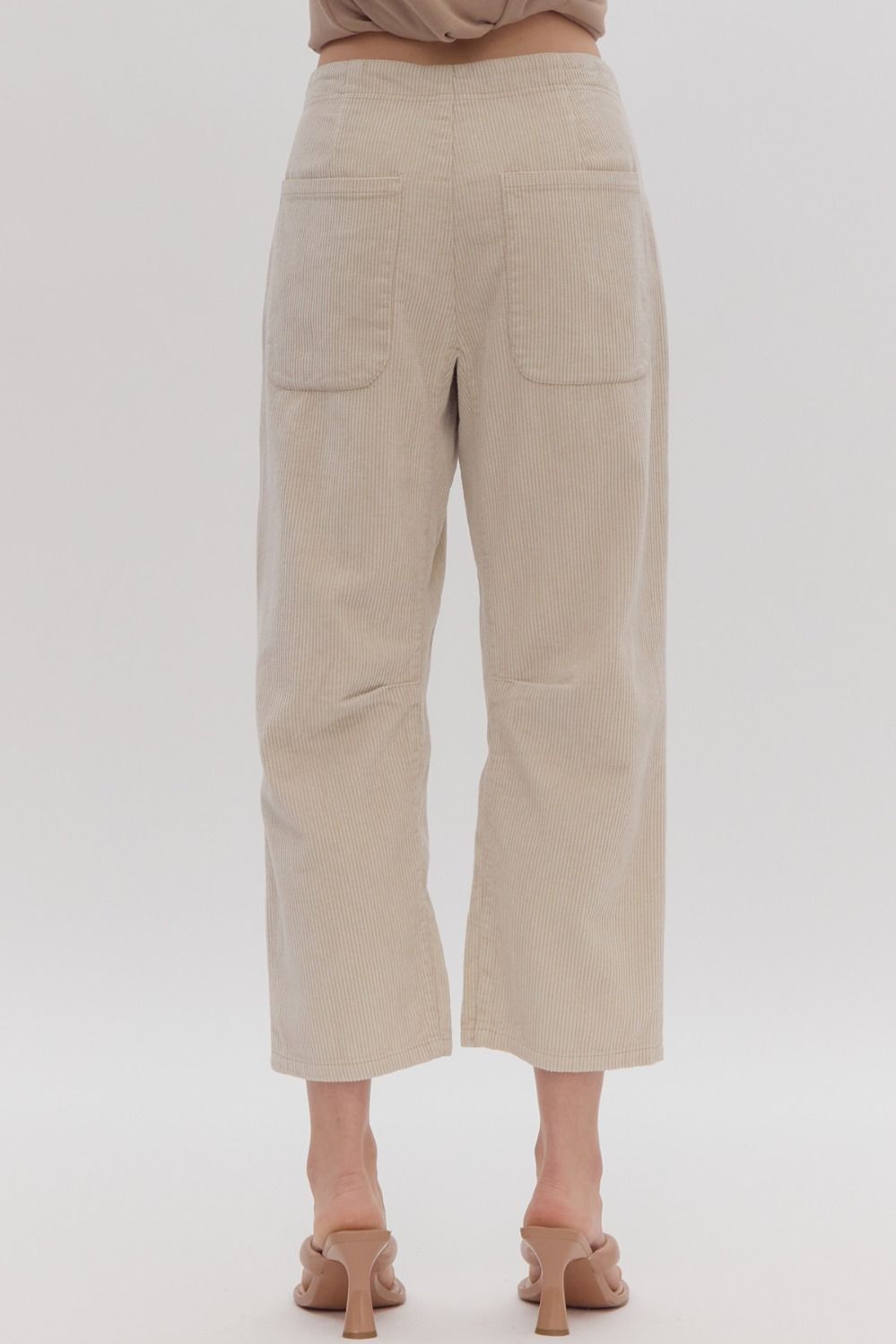 Corduroy Barrel Mid-Rise Jeans in Sand