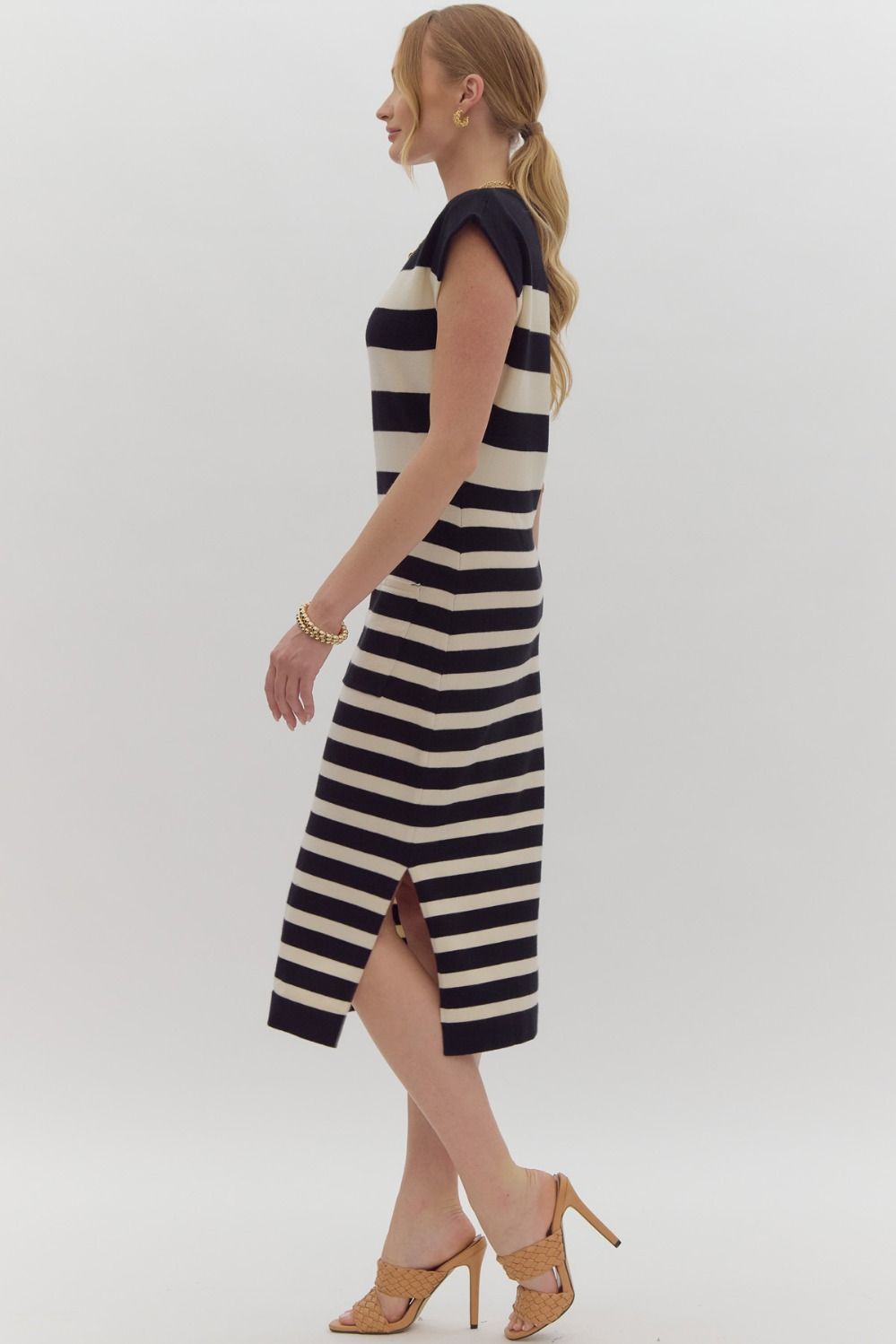Striped Sleeveless Midi Dress