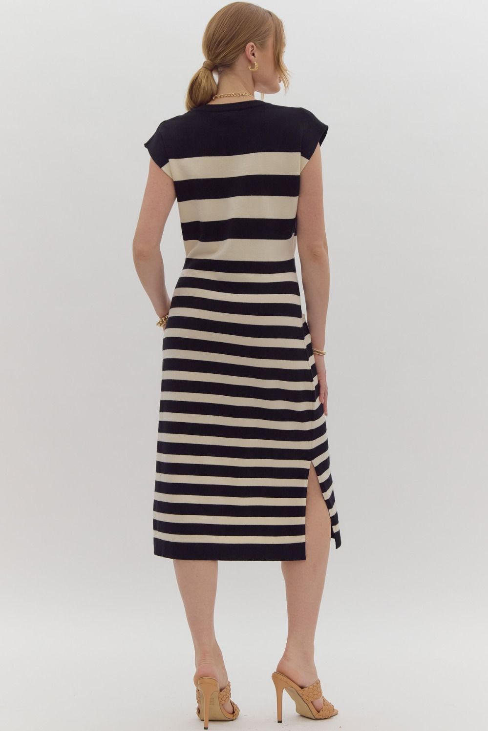 Striped Sleeveless Midi Dress