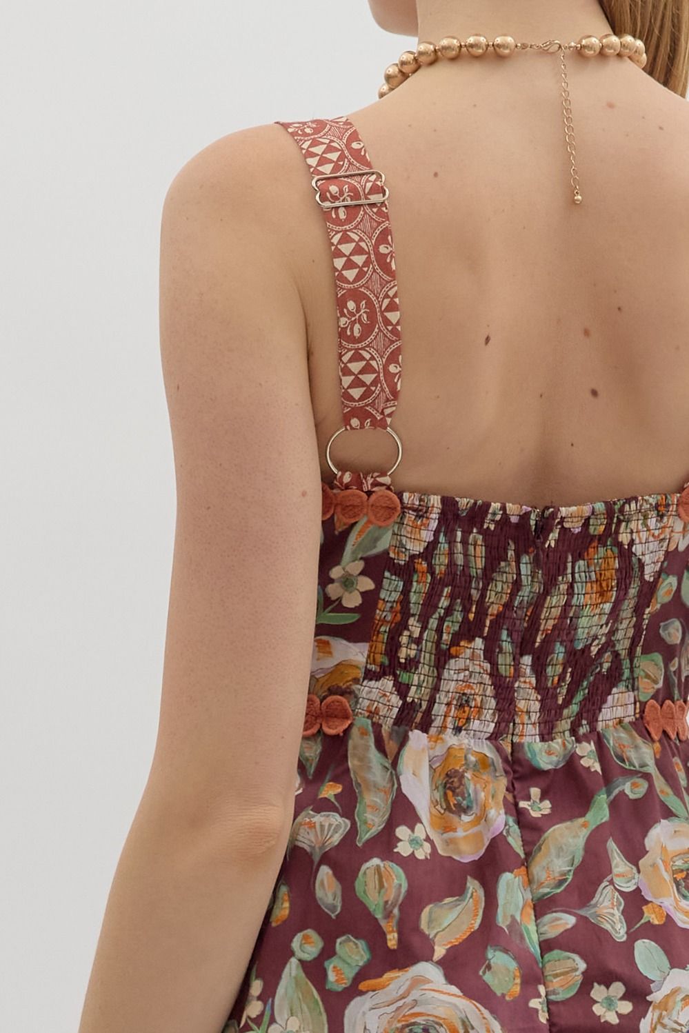 Floral Print Midi Dress in Burgundy