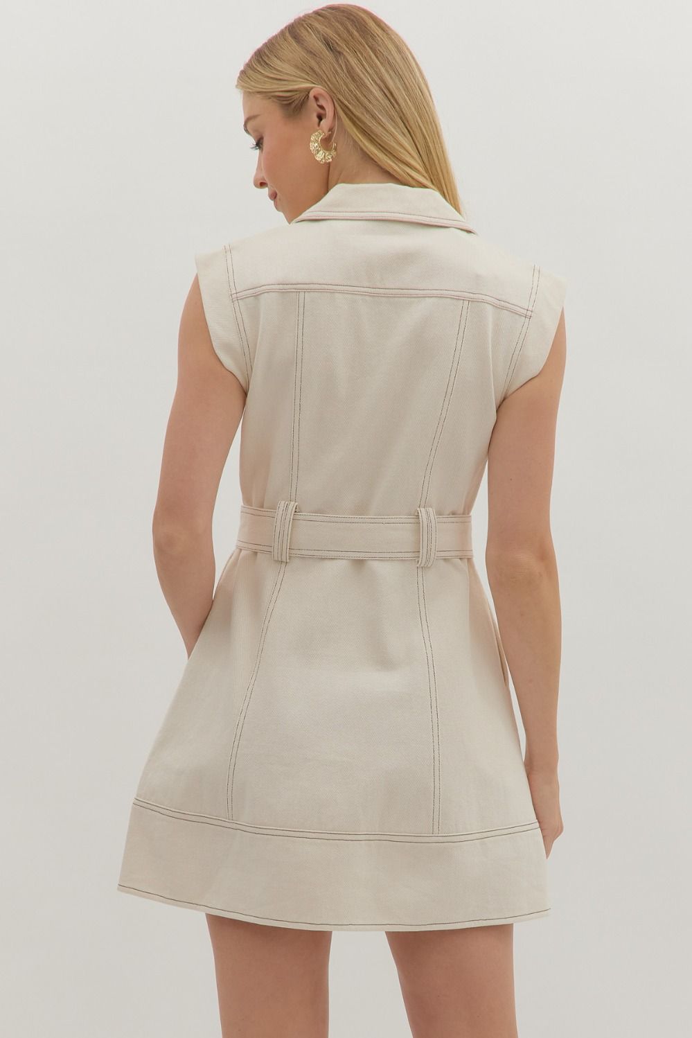 Lapel Mini Dress in Ecru