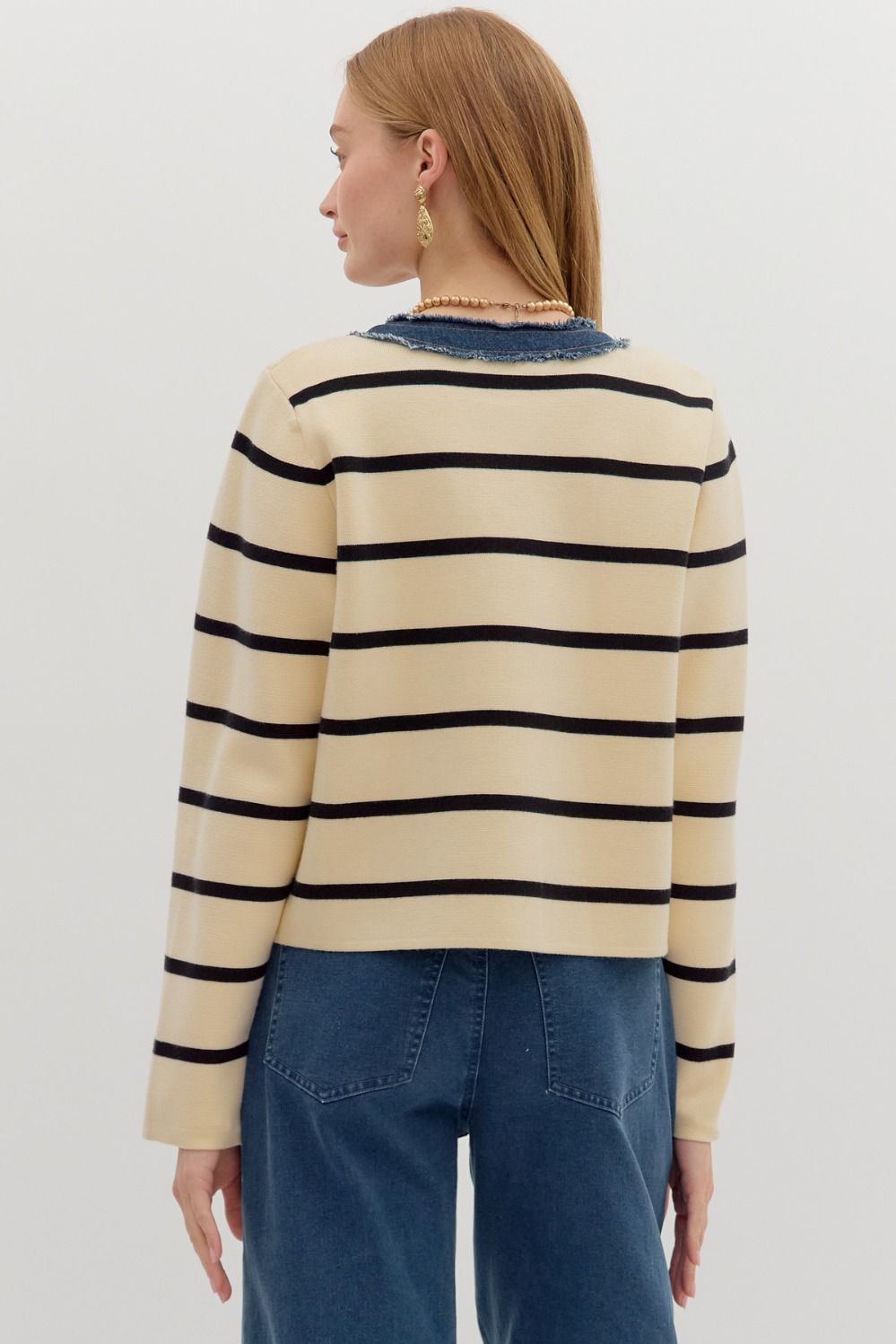 Stripe Denim Cardigan