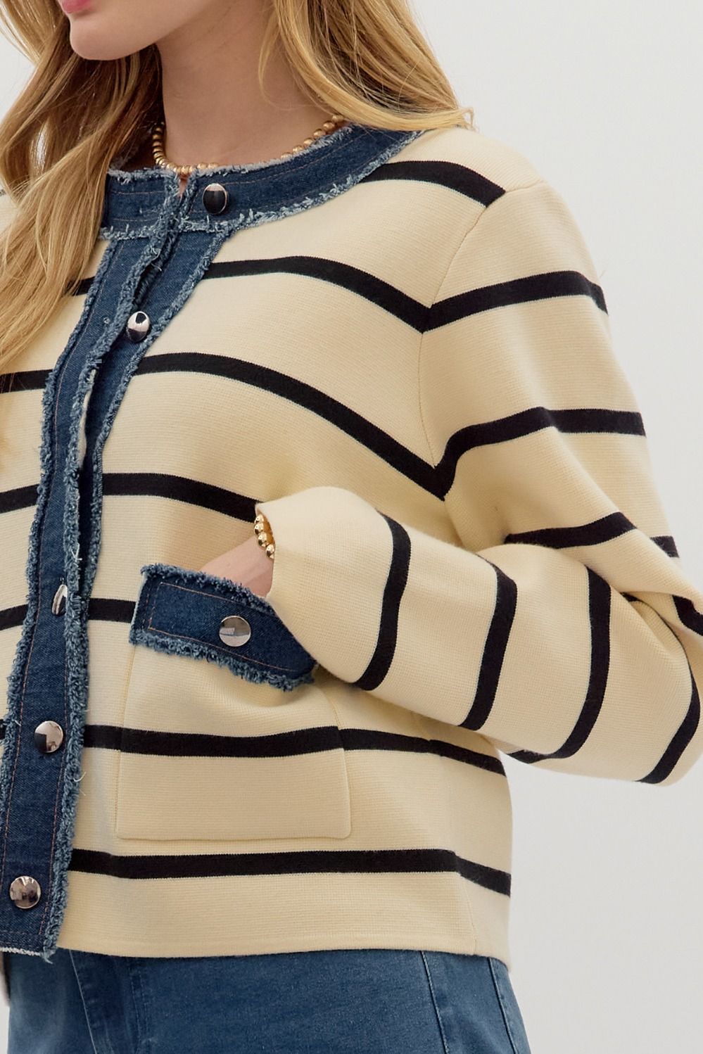 Stripe Denim Cardigan