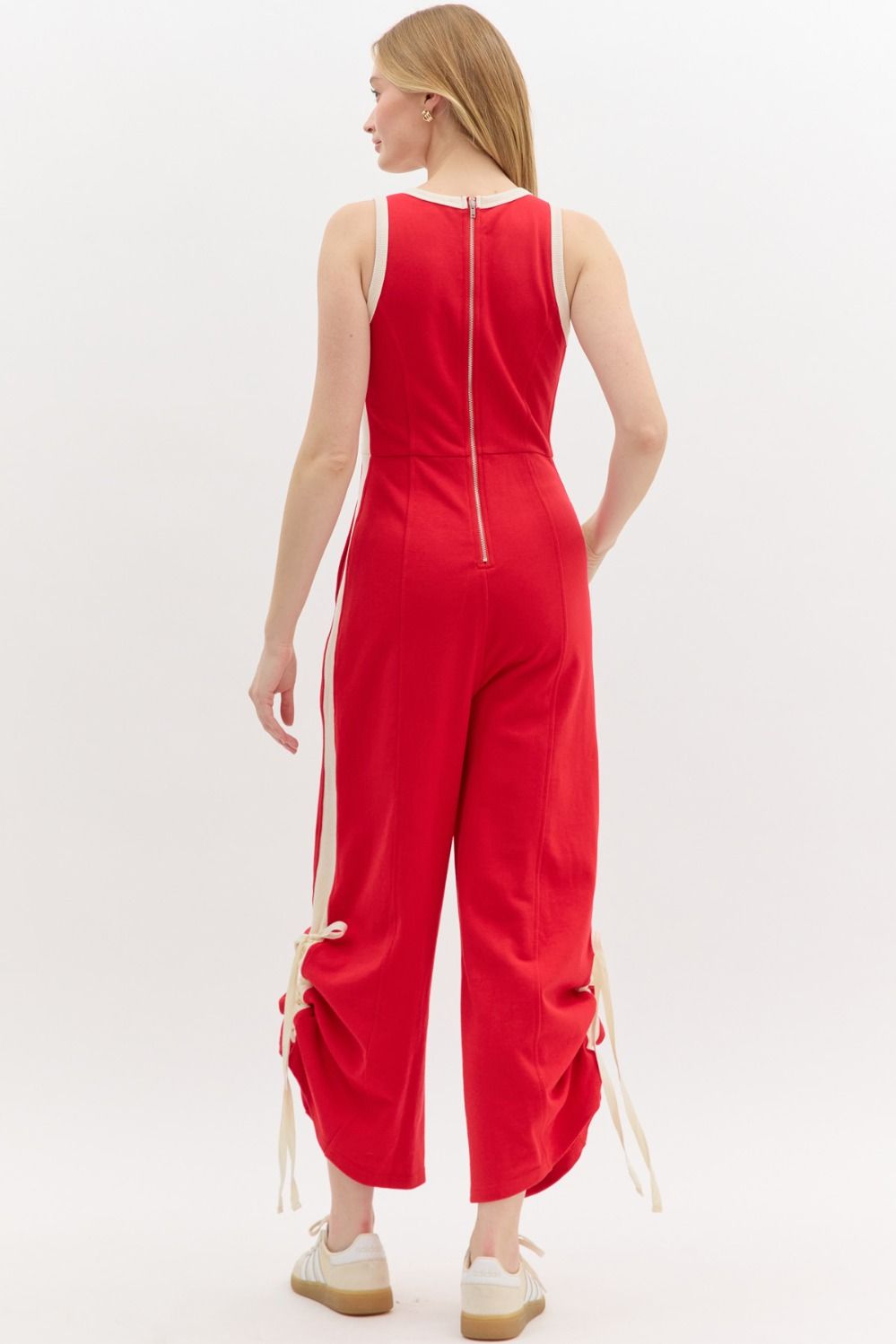 Terry Sleeveless Jumpsuit in Red