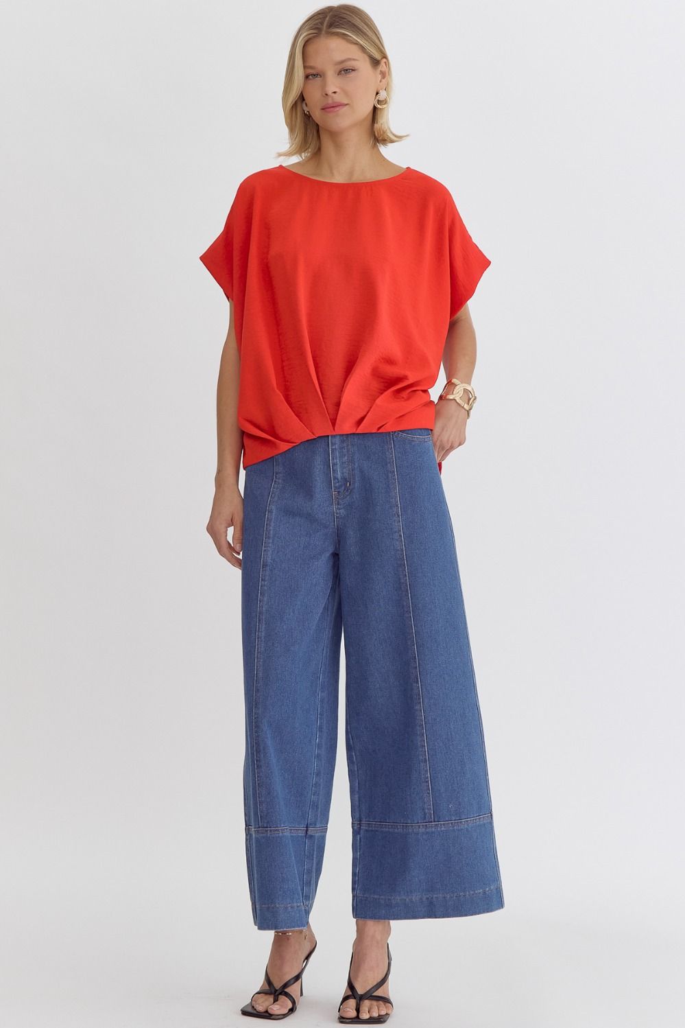 Detailed Hem Blouse in Tomato