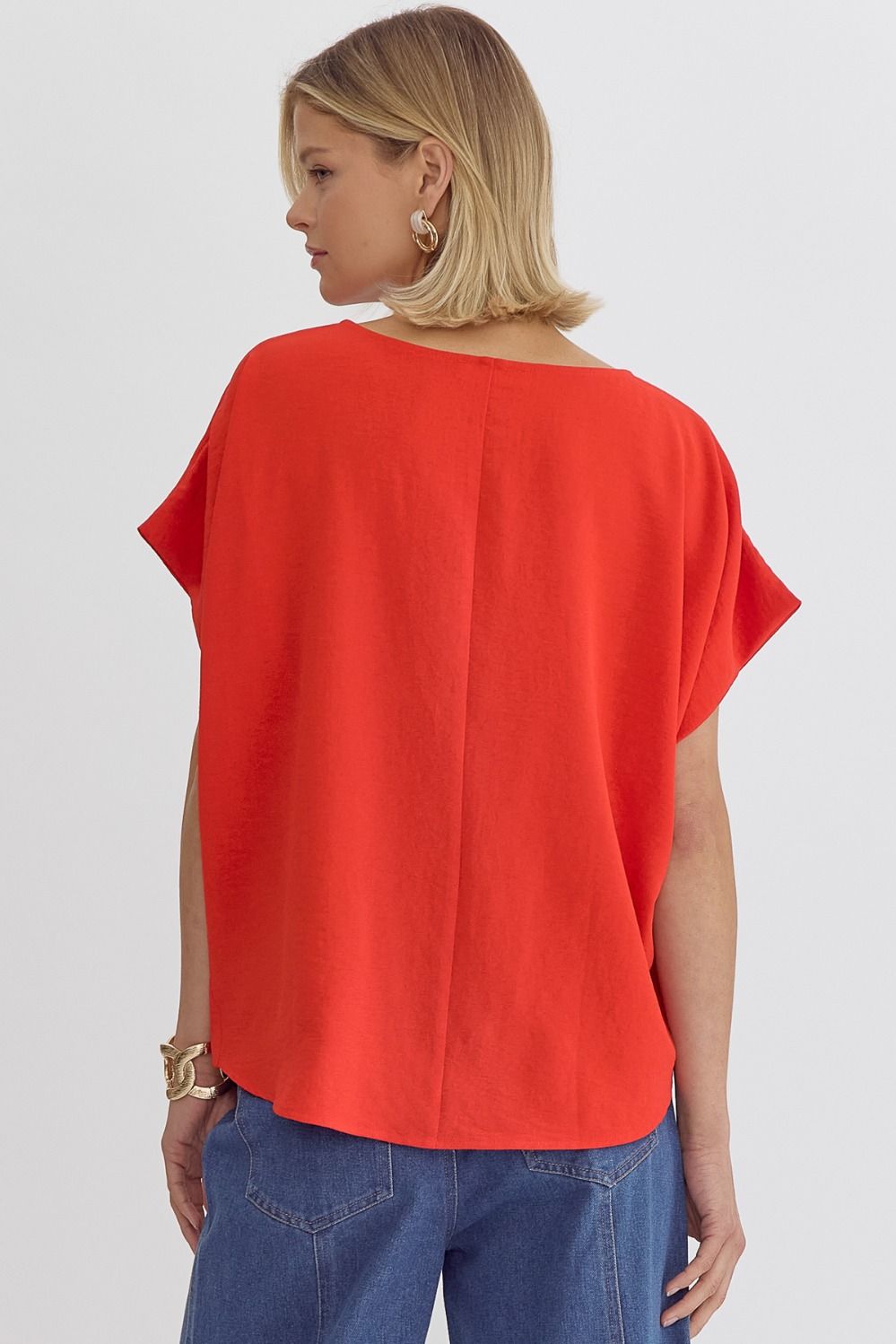 Detailed Hem Blouse in Tomato