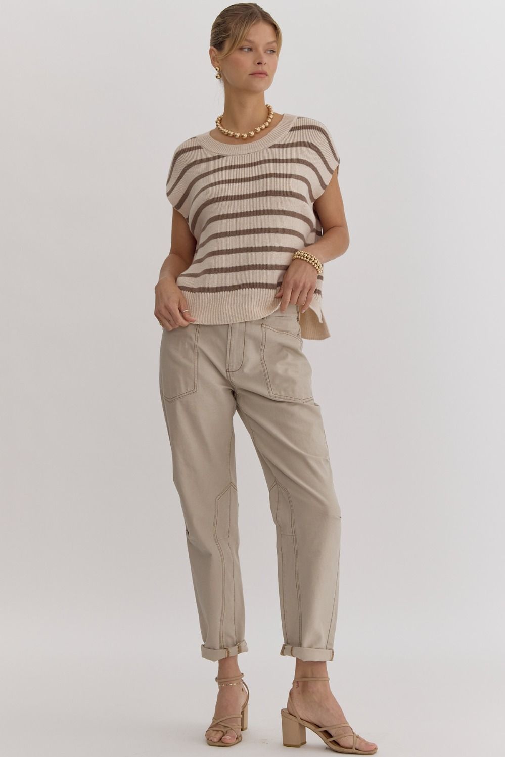 Stripe Knit Top in Oatmeal