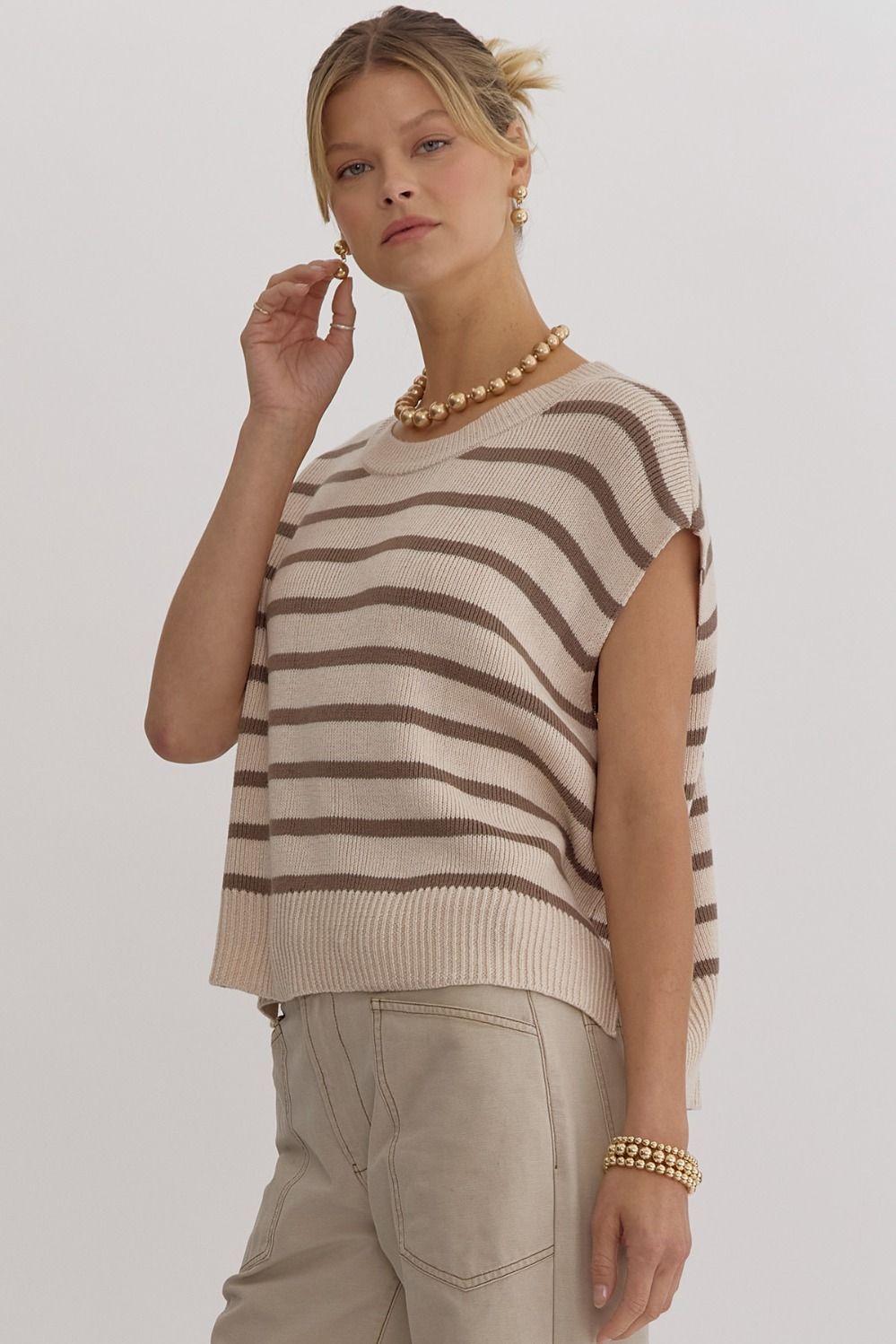 Stripe Knit Top in Oatmeal