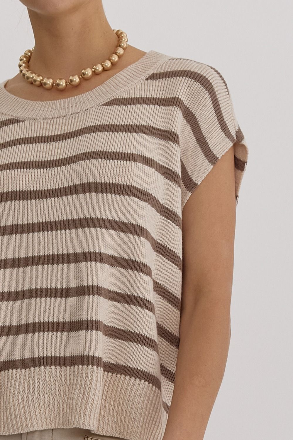 Stripe Knit Top in Oatmeal