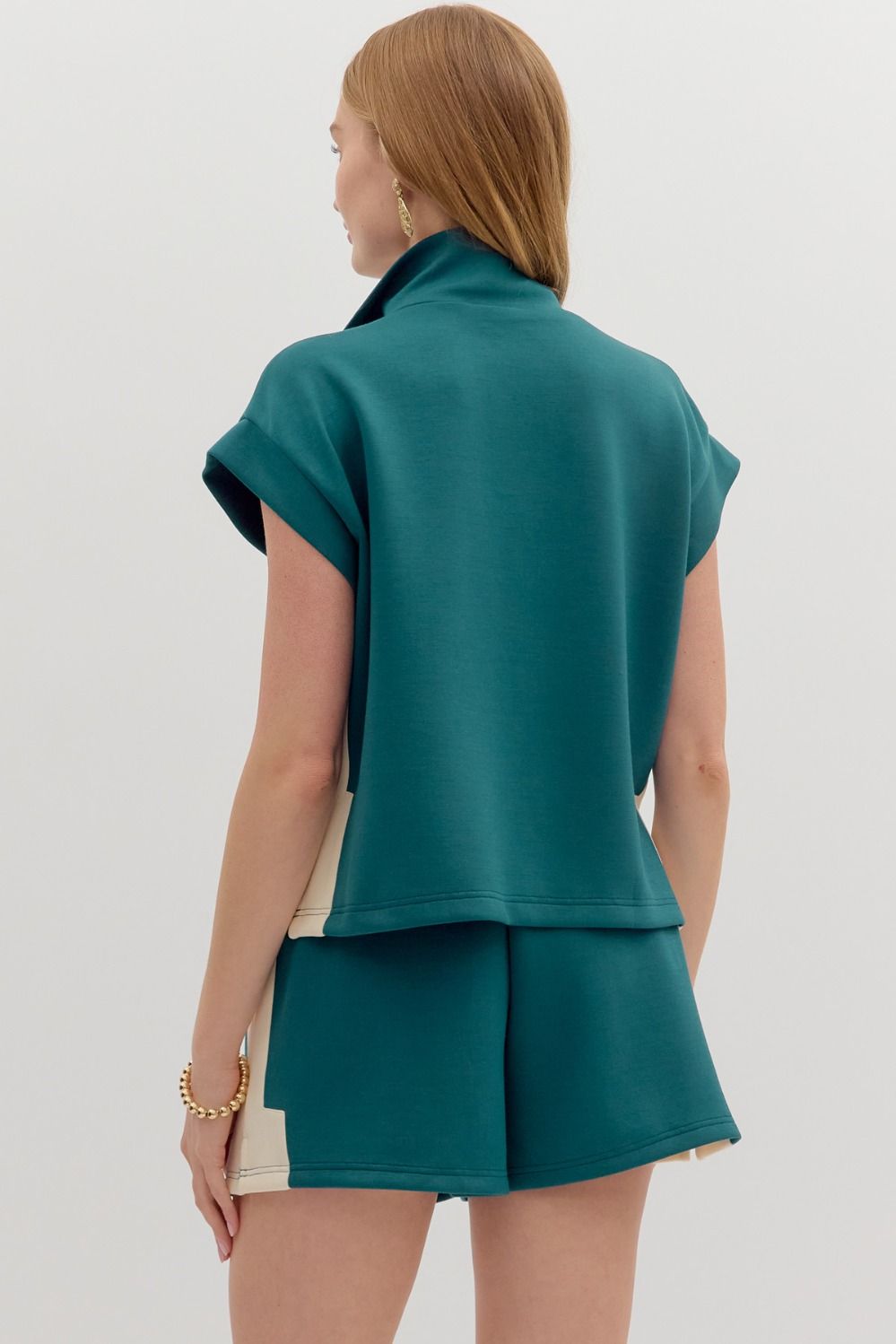 Zip Up Casual Set in Teal